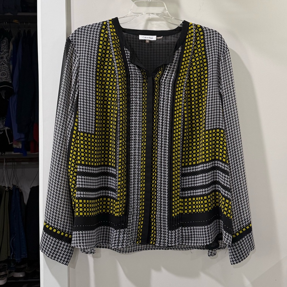 Calvin Klein Collection Black and Yellow Blouse
